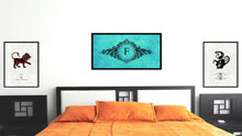 Load image into Gallery viewer, Alphabet Letter F Auqa Canvas Print, Black Custom Frame

