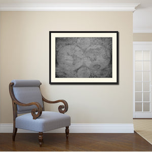 The World Circa Vintage B&W Map Canvas Print, Picture Frame Home Decor Wall Art Gift Ideas