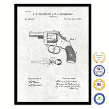 Load image into Gallery viewer, 1887 Gun Revolver Old Patent Art Print on Canvas Custom Framed Vintage Home Decor Wall Decoration Great for Gifts
