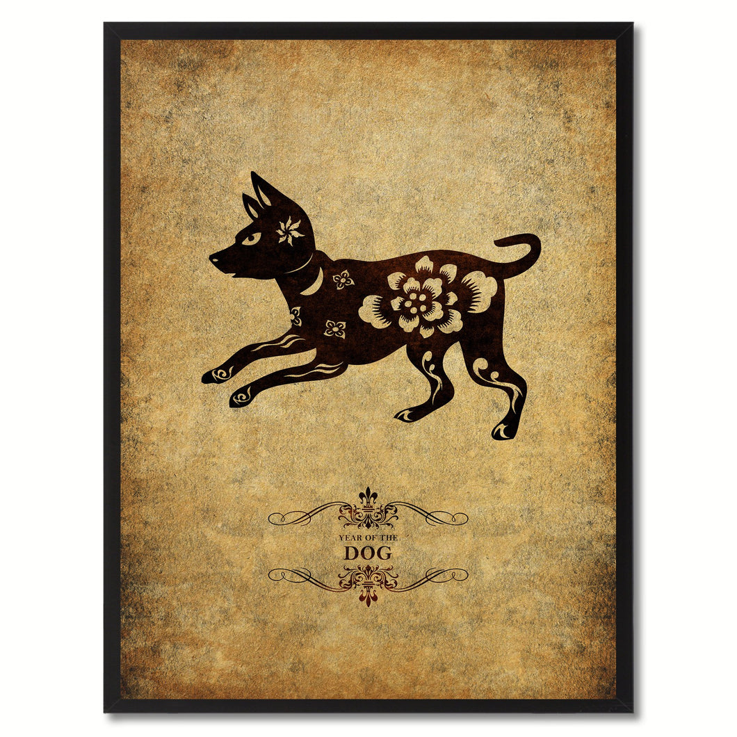 Zodiac Dog Horoscope Canvas Print, Black Picture Frame Home Decor Wall Art Gift