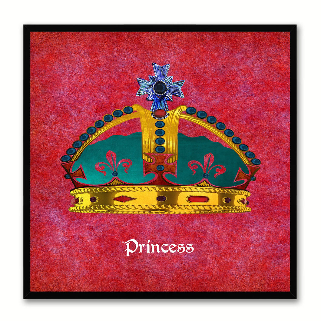 Princess Red Canvas Print Black Frame Kids Bedroom Wall Home Décor