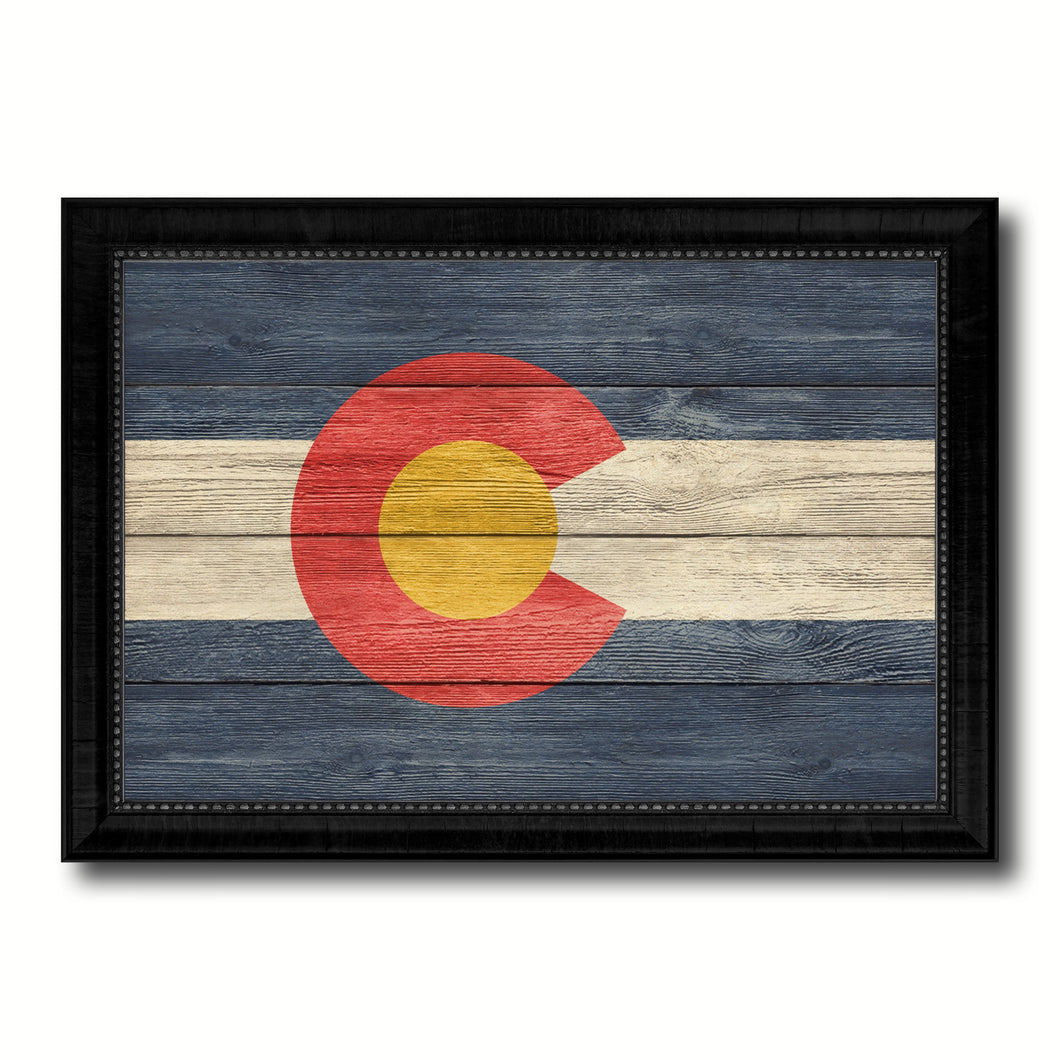 Colorado State Flag Texture Canvas Print with Black Picture Frame Home Decor Man Cave Wall Art Collectible Decoration Artwork Gifts