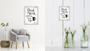 Drink Cold Beer Live The Good Life Vintage Saying Gifts Home Decor Wall Art Canvas Print with Custom Picture Frame