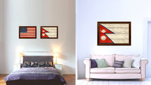 Load image into Gallery viewer, Nepal Country Flag Texture Canvas Print with Brown Custom Picture Frame Home Decor Gift Ideas Wall Art Decoration
