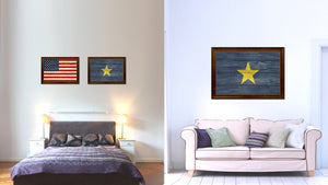 Burnet's 1st Texas Republic 1836-1839 Military Flag Texture Canvas Print with Brown Picture Frame Home Decor Wall Art Gifts