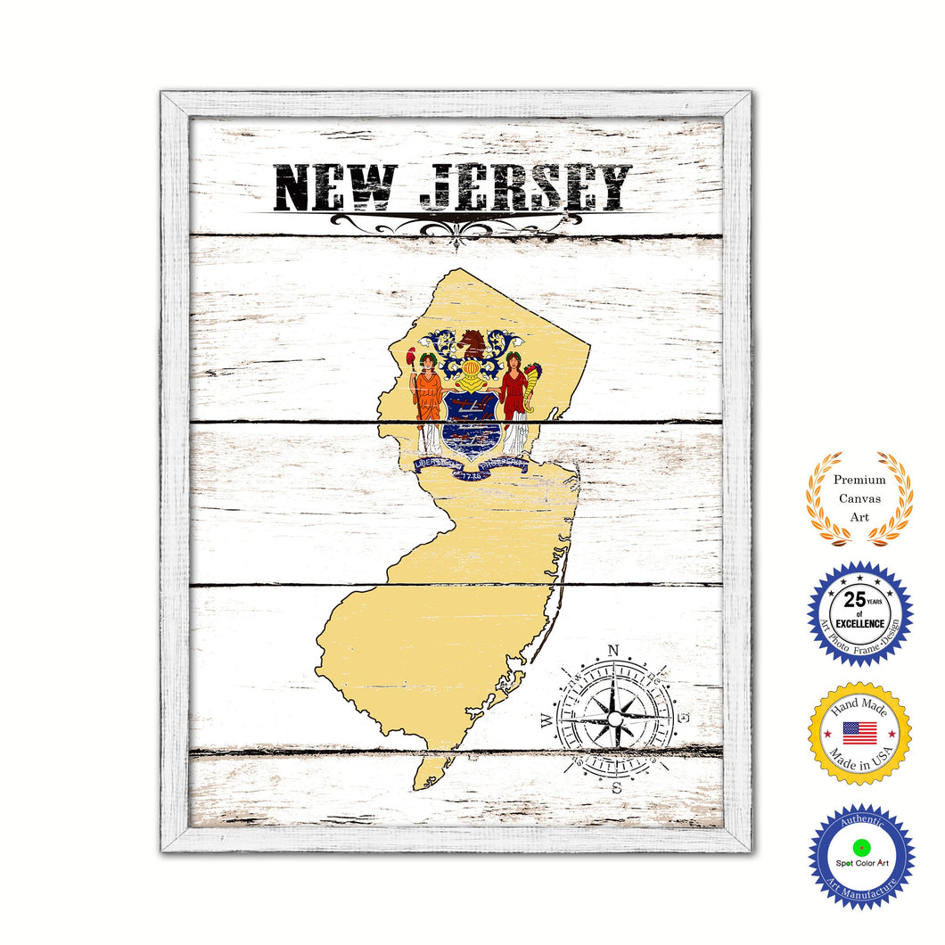 New Jersey Flag Gifts Home Decor Wall Art Canvas Print with Custom Picture Frame