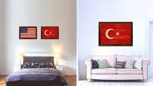 Load image into Gallery viewer, Turkey Country Flag Texture Canvas Print with Brown Custom Picture Frame Home Decor Gift Ideas Wall Art Decoration
