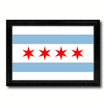 Load image into Gallery viewer, Chicago City Illinois State Flag Canvas Print Black Picture Frame
