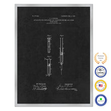 Load image into Gallery viewer, 1908 Doctor Syringe Antique Patent Artwork Silver Framed Canvas Home Office Decor Great for Doctor Paramedic Surgeon Hospital Medical Student
