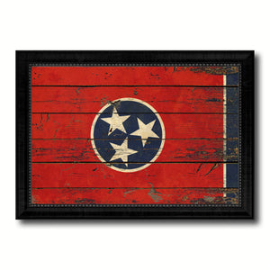 Tennessee State Vintage Flag Canvas Print with Black Picture Frame Home Decor Man Cave Wall Art Collectible Decoration Artwork Gifts