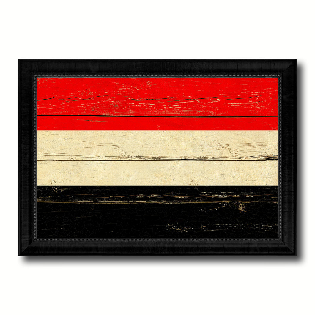 Yemen Country Flag Vintage Canvas Print with Black Picture Frame Home Decor Gifts Wall Art Decoration Artwork