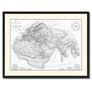 World In The Time Of Ptolomy Vintage B&W Map Canvas Print, Picture Frame Home Decor Wall Art Gift Ideas