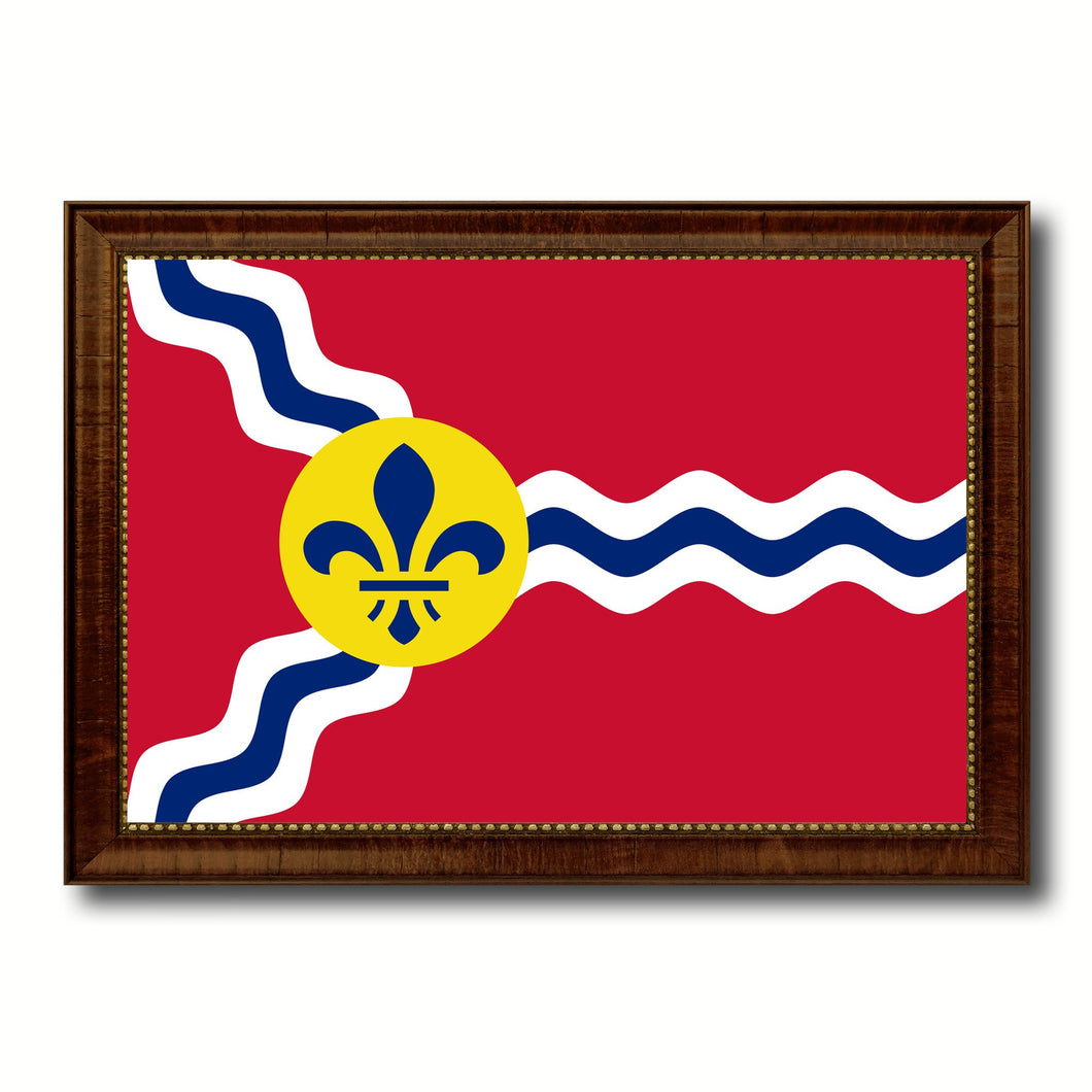 St Louis City Missouri State Flag Canvas Print Brown Picture Frame