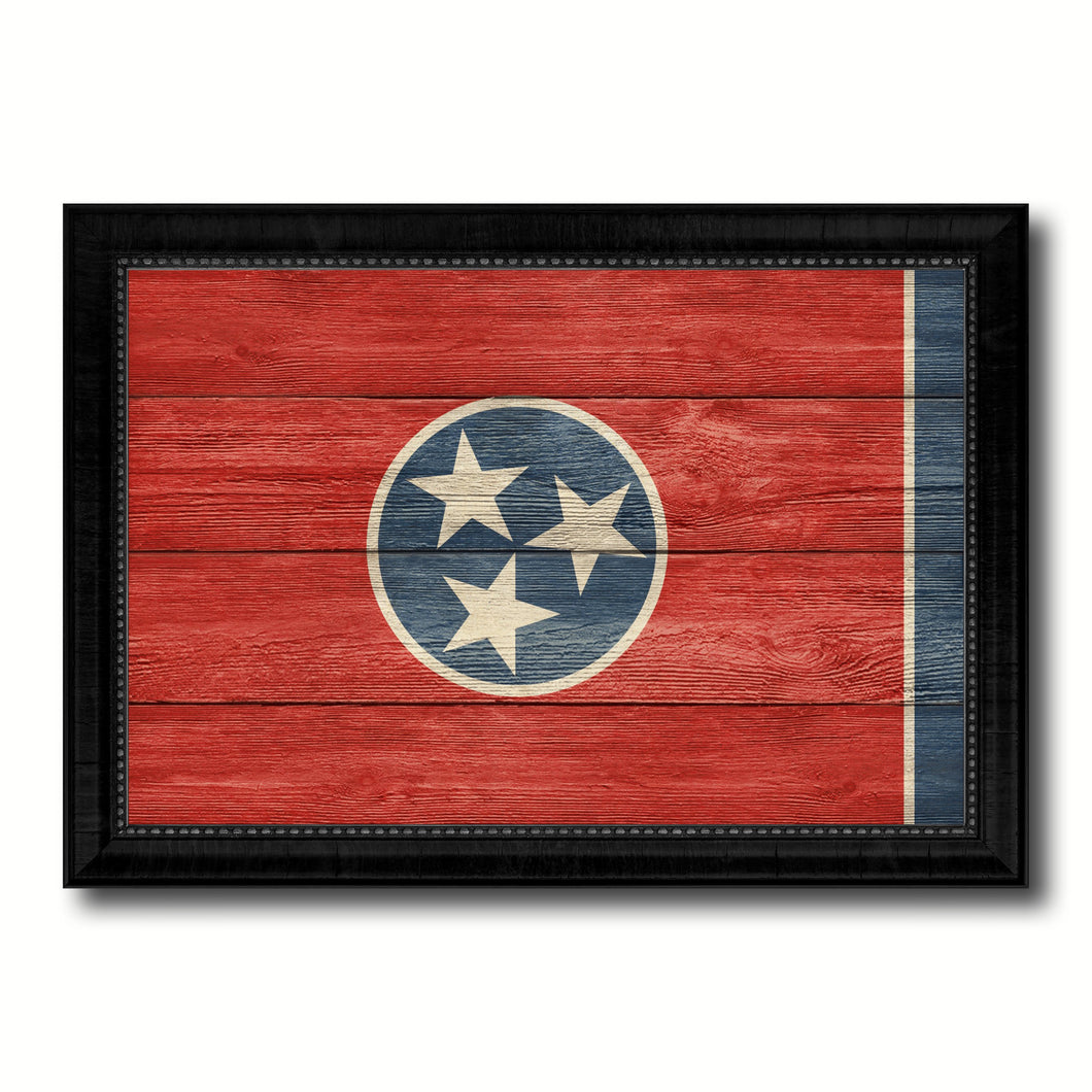 Tennessee State Flag Texture Canvas Print with Black Picture Frame Home Decor Man Cave Wall Art Collectible Decoration Artwork Gifts