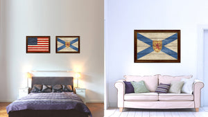Nova Scotia Province City Canada Country Texture Flag Canvas Print Brown Picture Frame