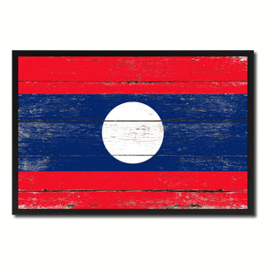 Laos Country National Flag Vintage Canvas Print with Picture Frame Home Decor Wall Art Collection Gift Ideas