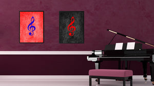 Treble Music Black Canvas Print Pictures Frames Office Home Décor Wall Art Gifts