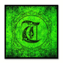 Load image into Gallery viewer, Alphabet T Green Canvas Print Black Frame Kids Bedroom Wall Décor Home Art
