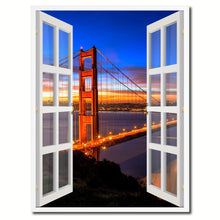 Load image into Gallery viewer, Golden Gate Bridge San Francisco California Sunset Picture French Window Canvas Print with Frame Gifts Home Decor Wall Art Collection
