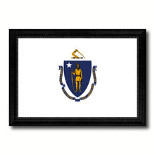 Load image into Gallery viewer, Massachusetts State Flag Canvas Print with Custom Black Picture Frame Home Decor Wall Art Decoration Gifts
