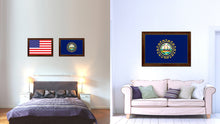 Load image into Gallery viewer, New Hampshire State Flag Canvas Print with Custom Brown Picture Frame Home Decor Wall Art Decoration Gifts
