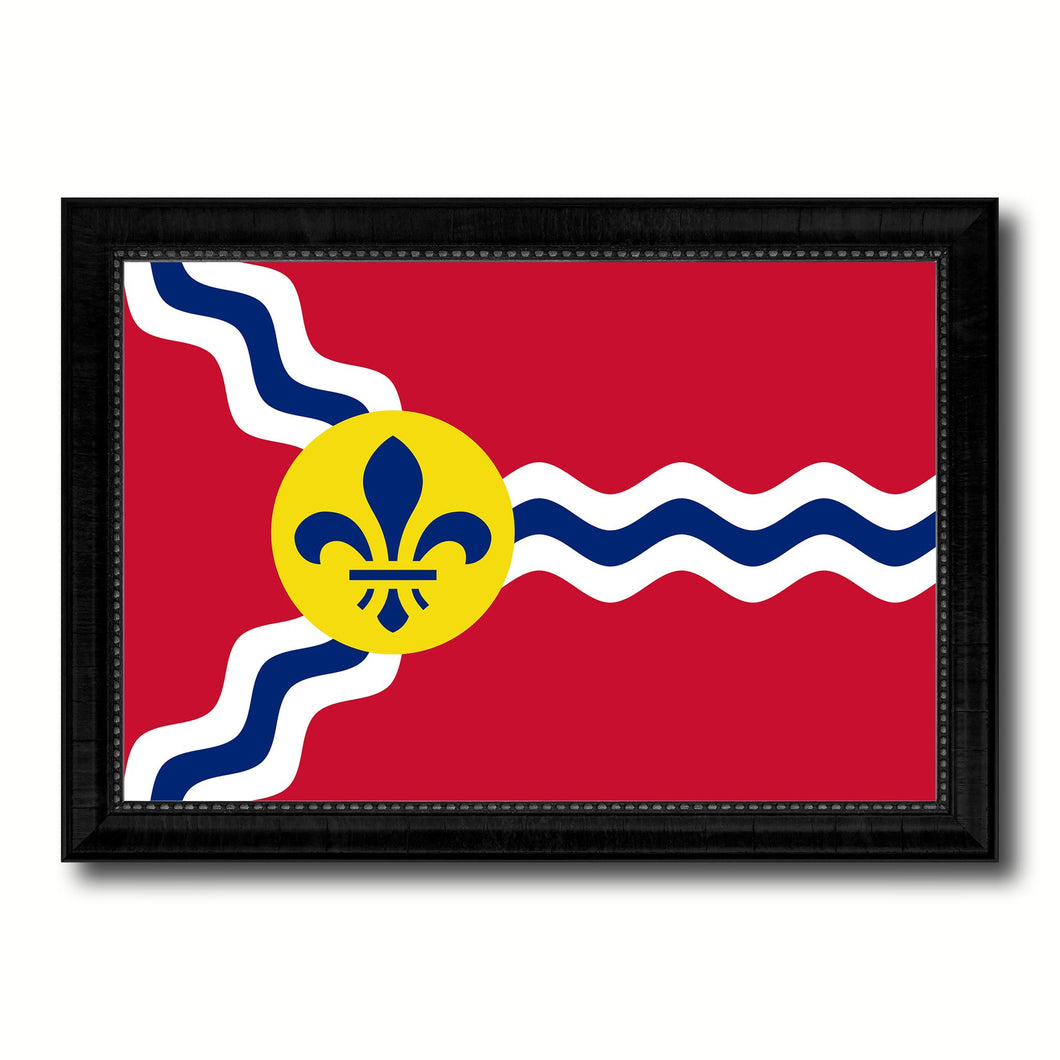 St Louis City Missouri State Flag Canvas Print Black Picture Frame
