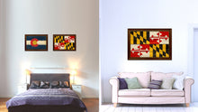 Load image into Gallery viewer, Maryland State Flag Texture Canvas Print with Brown Picture Frame Gifts Home Decor Wall Art Collectible Decoration
