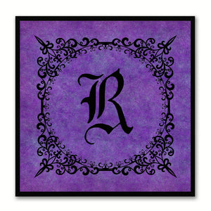 Alphabet R Purple Canvas Print Black Frame Kids Bedroom Wall Décor Home Art