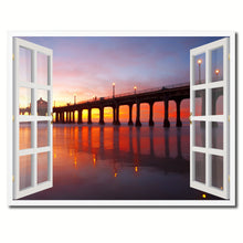 Load image into Gallery viewer, Manhattan Beach California Sunset View Picture French Window Framed Canvas Print Home Decor Wall Art Collection
