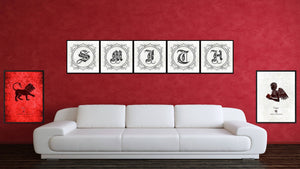 Alphabet M Aqua Canvas Print Black Frame Kids Bedroom Wall Décor Home Art