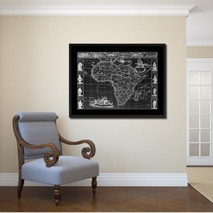 Africa Vintage Monochrome Map Canvas Print, Gifts Picture Frames Home Decor Wall Art