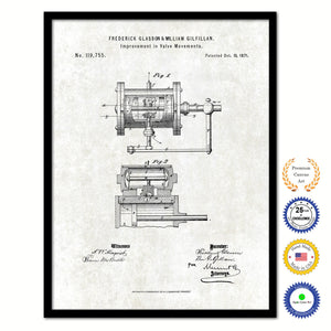 1871 Improvement in Valve Movements Old Patent Art Print on Canvas Custom Framed Vintage Home Decor Wall Decoration Great for Gifts