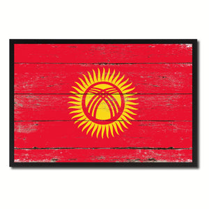 Kyrgyzstan Country National Flag Vintage Canvas Print with Picture Frame Home Decor Wall Art Collection Gift Ideas