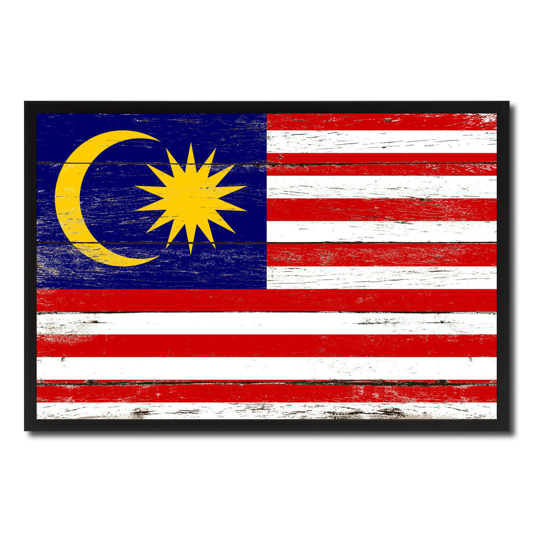 Malaysia Country National Flag Vintage Canvas Print with Picture Frame Home Decor Wall Art Collection Gift Ideas