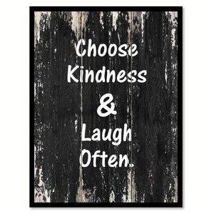 Choose kindness & laugh often Motivational Quote Saying Canvas Print with Picture Frame Home Decor Wall Art