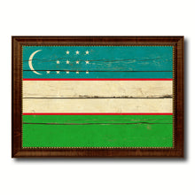Load image into Gallery viewer, Uzbekistan Country Flag Vintage Canvas Print with Brown Picture Frame Home Decor Gifts Wall Art Decoration Artwork
