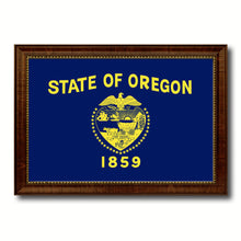 Load image into Gallery viewer, Oregon State Flag Canvas Print with Custom Brown Picture Frame Home Decor Wall Art Decoration Gifts
