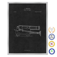 Load image into Gallery viewer, 1837 Gun Carriage Old Patent Art Print on Canvas Custom Framed Vintage Home Decor Wall Decoration Great for Gifts
