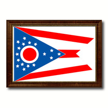 Load image into Gallery viewer, Ohio State Flag Canvas Print with Custom Brown Picture Frame Home Decor Wall Art Decoration Gifts
