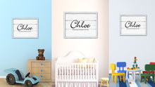 Load image into Gallery viewer, Chloe Name Plate White Wash Wood Frame Canvas Print Boutique Cottage Decor Shabby Chic
