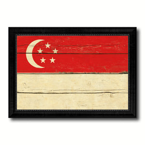 Singapore Country Flag Vintage Canvas Print with Black Picture Frame Home Decor Gifts Wall Art Decoration Artwork