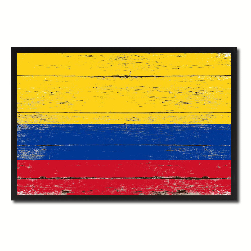 Colombia Country National Flag Vintage Canvas Print with Picture Frame Home Decor Wall Art Collection Gift Ideas
