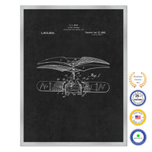 Load image into Gallery viewer, 1922 Flying Machine Antique Patent Artwork Silver Framed Canvas Home Office Decor Great for Pilot Gift
