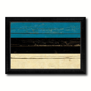 Estonia Country Flag Vintage Canvas Print with Black Picture Frame Home Decor Gifts Wall Art Decoration Artwork