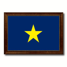 Load image into Gallery viewer, Burnet&#39;s 1st Texas Republic 1836-1839 Military Flag Canvas Print with Brown Picture Frame Home Decor Wall Art Gift Ideas
