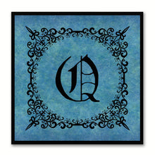 Load image into Gallery viewer, Alphabet Q Blue Canvas Print Black Frame Kids Bedroom Wall Décor Home Art
