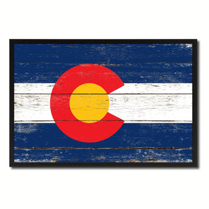 Colorado State Flag Vintage Canvas Print with Black Picture Frame Home DecorWall Art Collectible Decoration Artwork Gifts