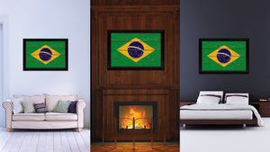 Brazil Country Flag Vintage Canvas Print with Black Picture Frame Home Decor Gifts Wall Art Decoration Artwork