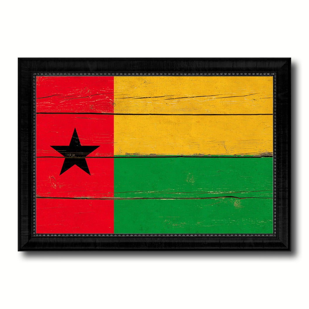 Guinea Bissau Country Flag Vintage Canvas Print with Black Picture Frame Home Decor Gifts Wall Art Decoration Artwork