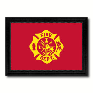 Fire Department Fire Fighter USA Flag Canvas Print Black Picture Frame Gifts Home Decor Wall Art